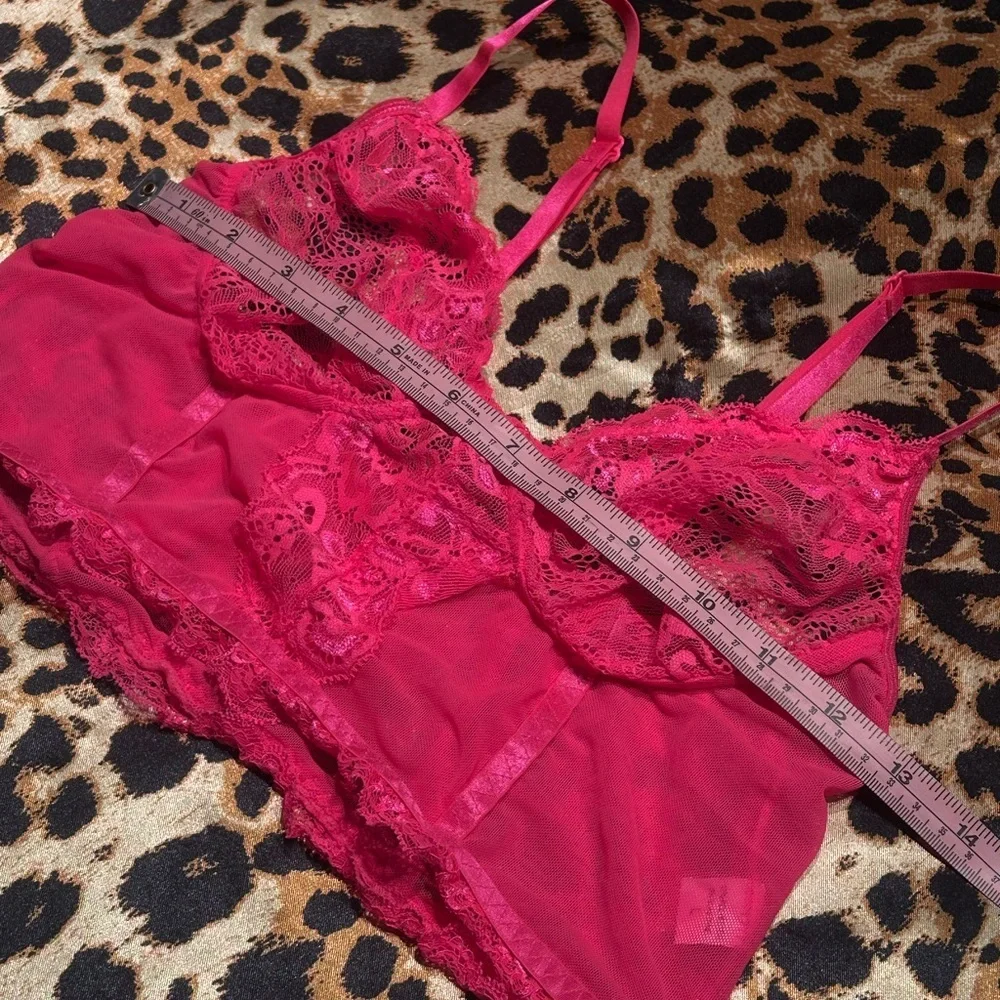 Shein Hot Pink Mesh & Lace Bra